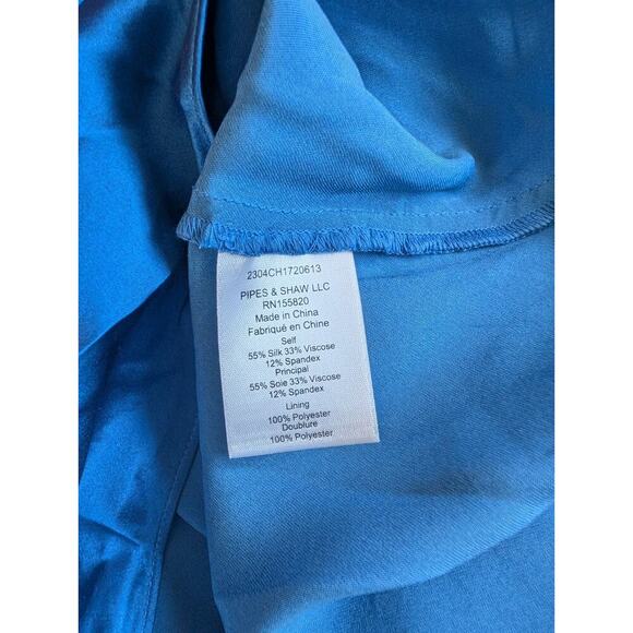 NWD Veronica Beard Sanderson Silk Satin Cowlneck Maxi Dress Gown SZ 6 Blue 2M456 - Picture 15 of 16